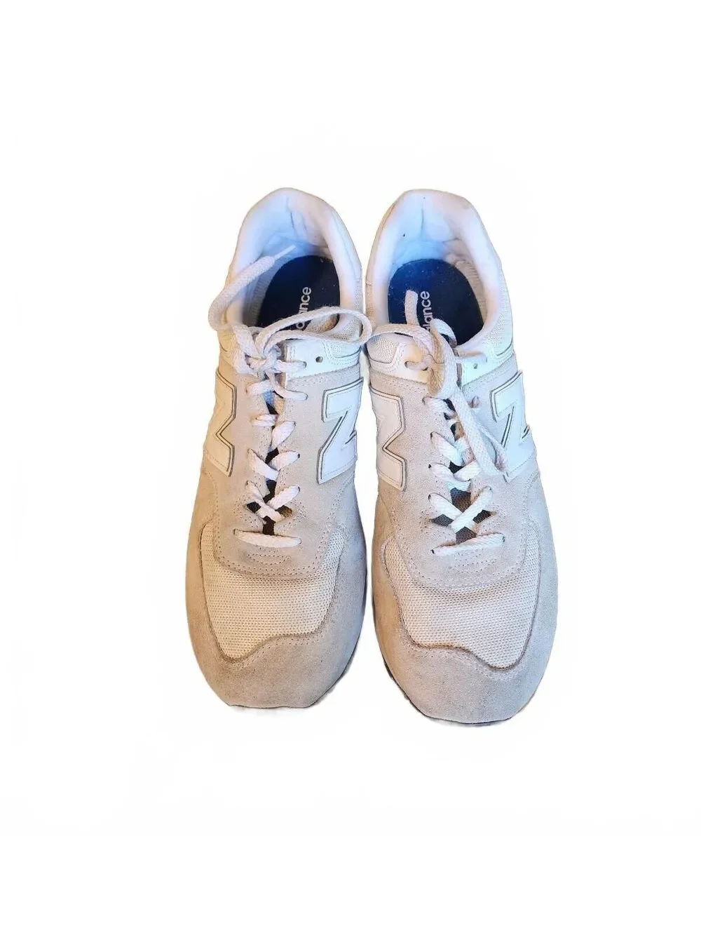Size 10.5 men's Balance 574 Classic Beige Suede and Mesh Sneakers, Men's Size 9